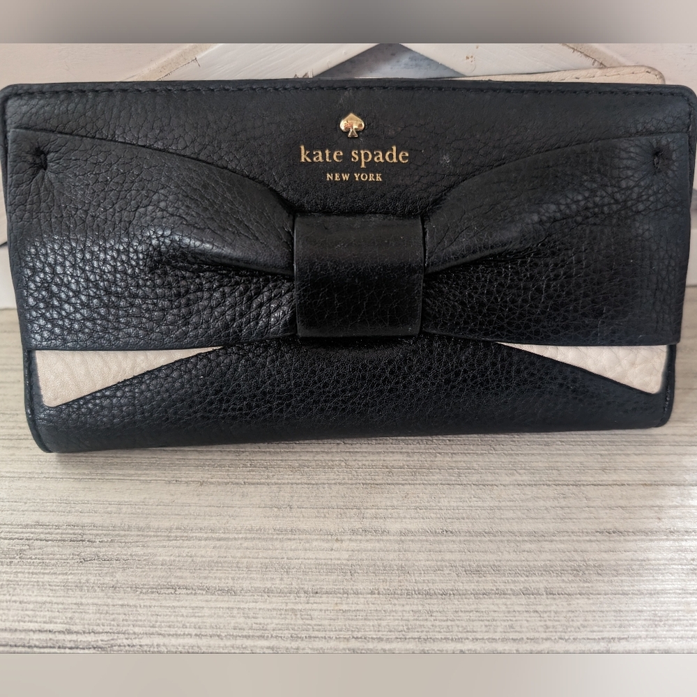 Kate Spade Leather Wallet Black Bow